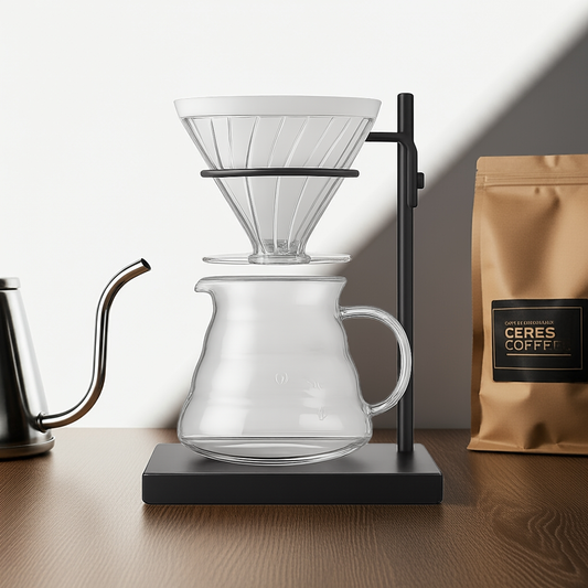 Cafetera V60 con soporte – Control, elegancia y café limpio - Ceres Coffee